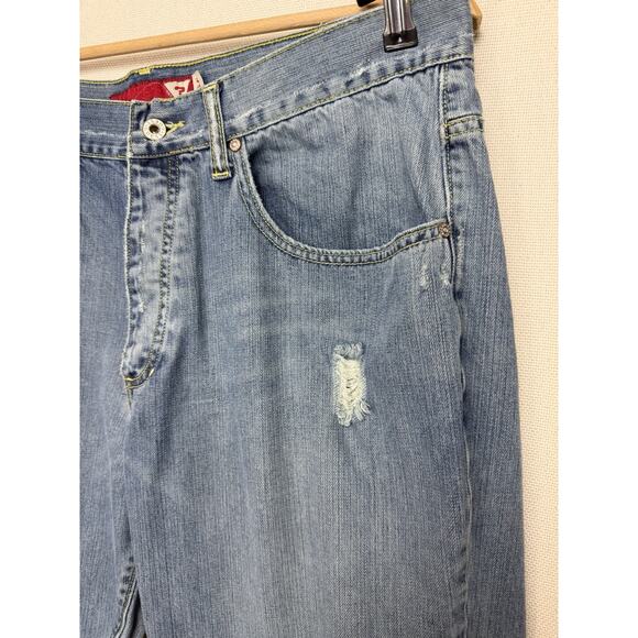 Y2K Guess Jeans Men Straight Leg Sz 36x32 Modele Distressed Button Fly Grunge - Picture 4 of 16